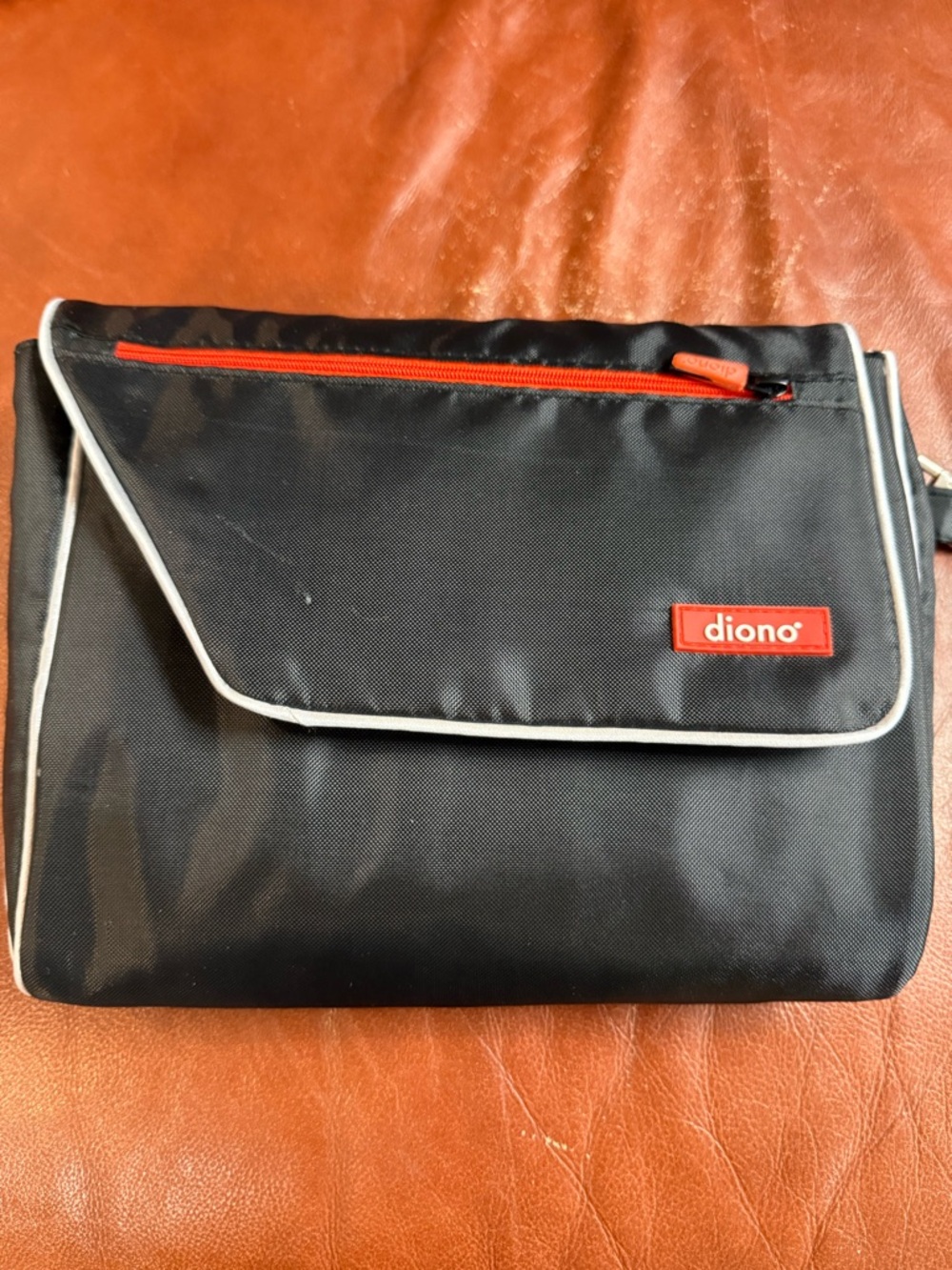 Diono Black and Red Diaper Bag with Changing Pad